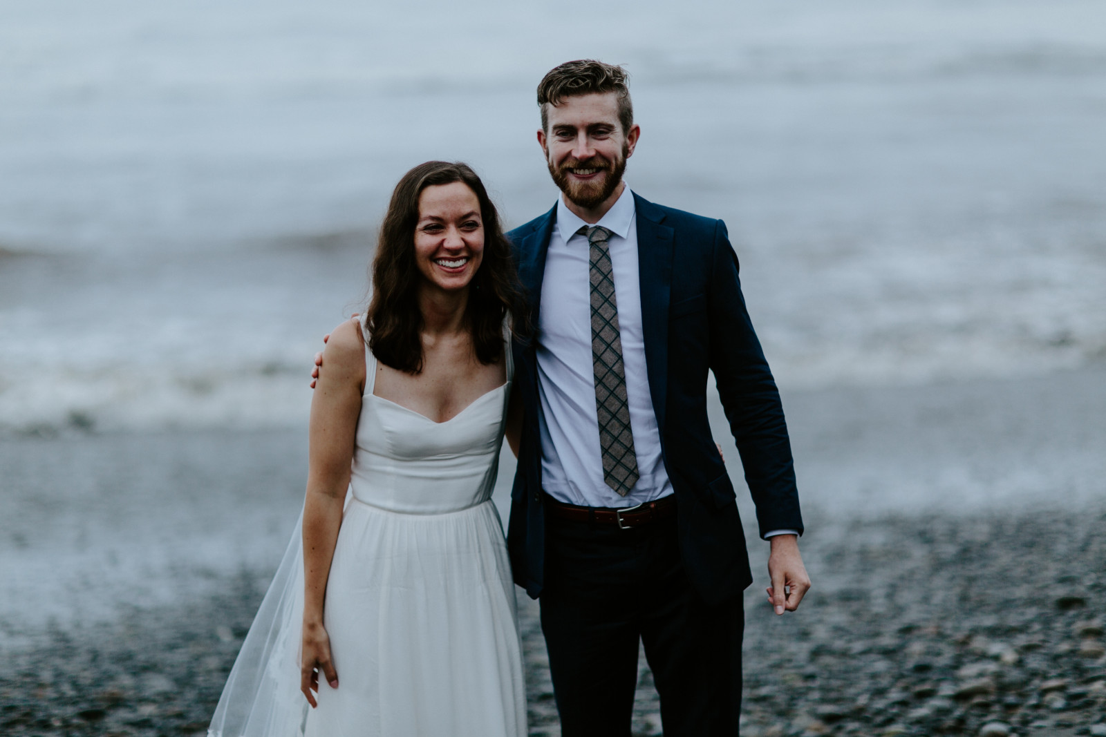 Mollie and Corey smile after eloping. Elopement photography at Olympic National Park by Sienna Plus Josh.