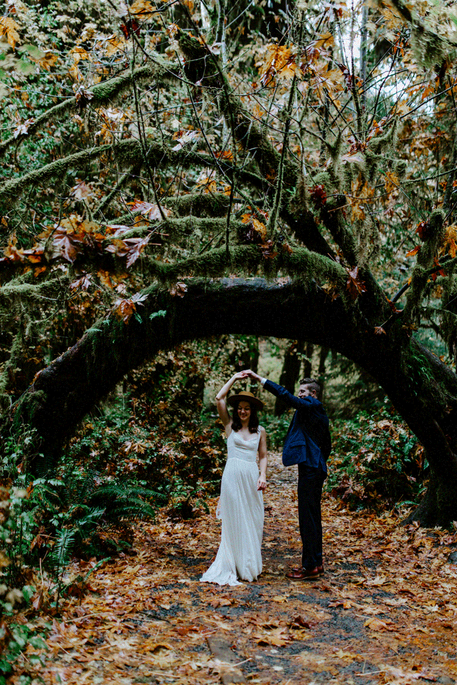 Animated gif of Corey and Mollie spinning each other. Elopement photography in the Olympic National Park by Sienna Plus Josh.
