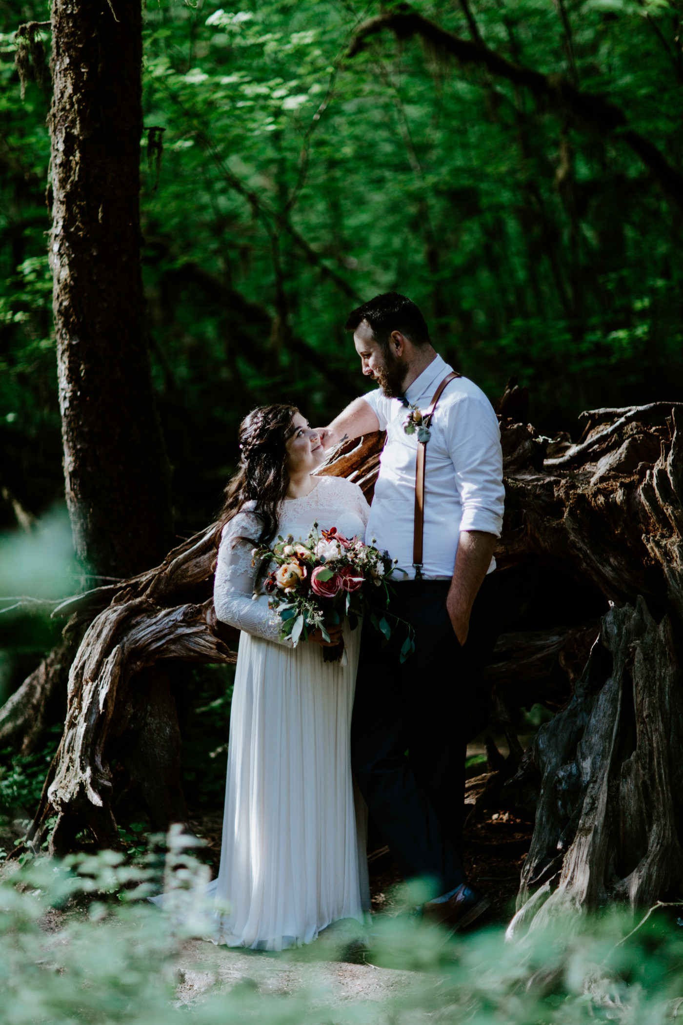 Jack and Brooke admire each other. Elopement photography at Olympic National Park by Sienna Plus Josh.