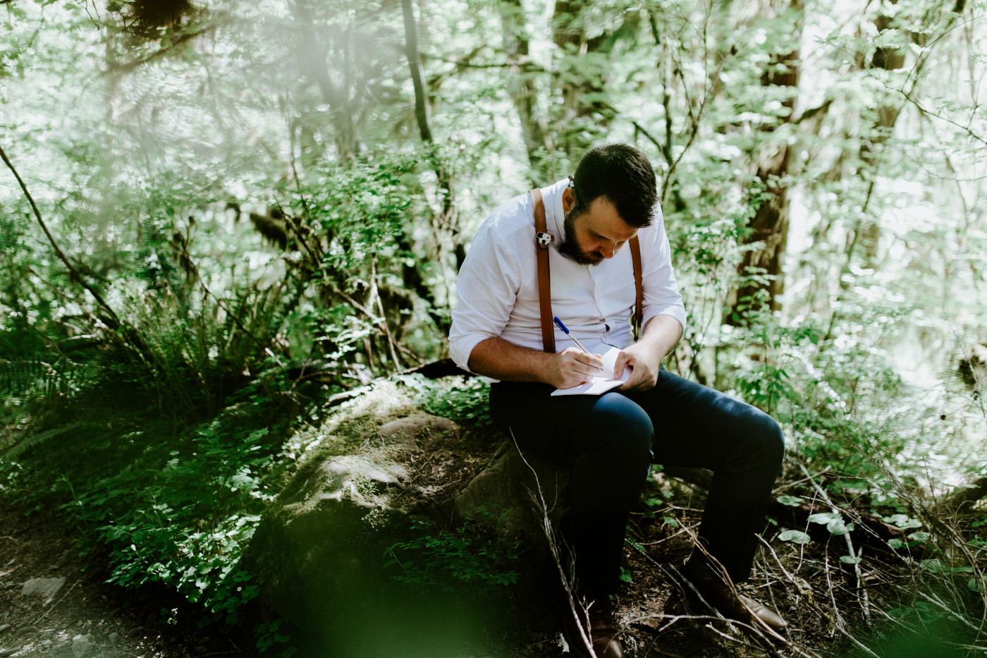 Jack writes his vows. Elopement photography at Olympic National Park by Sienna Plus Josh.