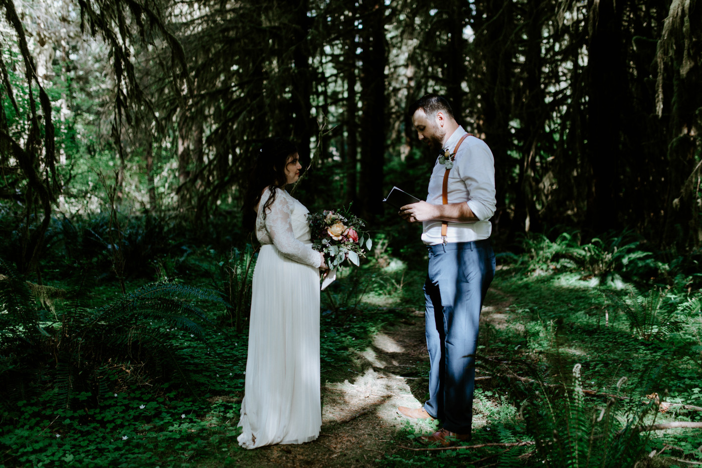 Jack and Brooke at their elopement ceremony. Elopement photography at Olympic National Park by Sienna Plus Josh.