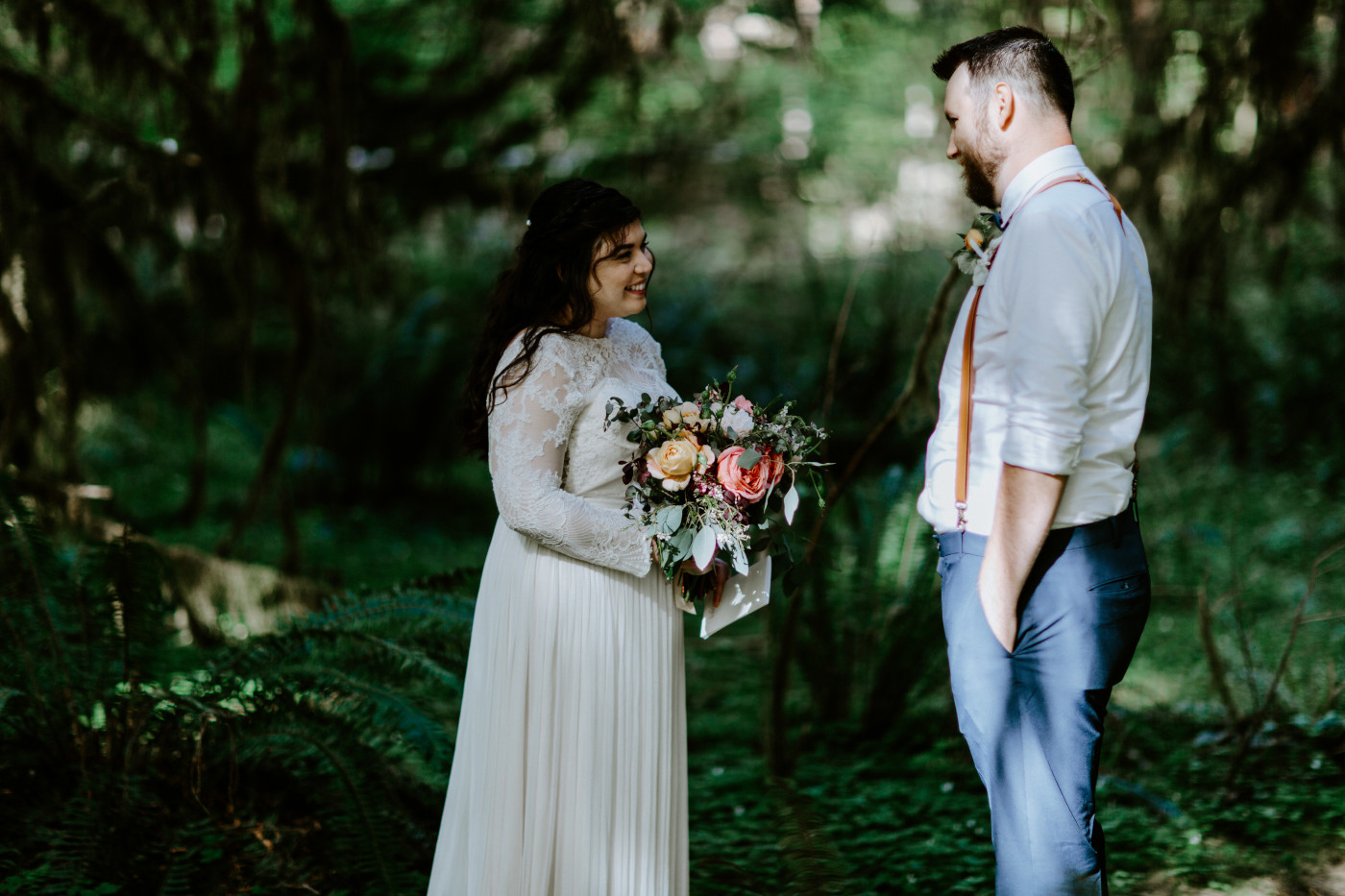 Brooke reads vows to Jack. Elopement photography at Olympic National Park by Sienna Plus Josh.