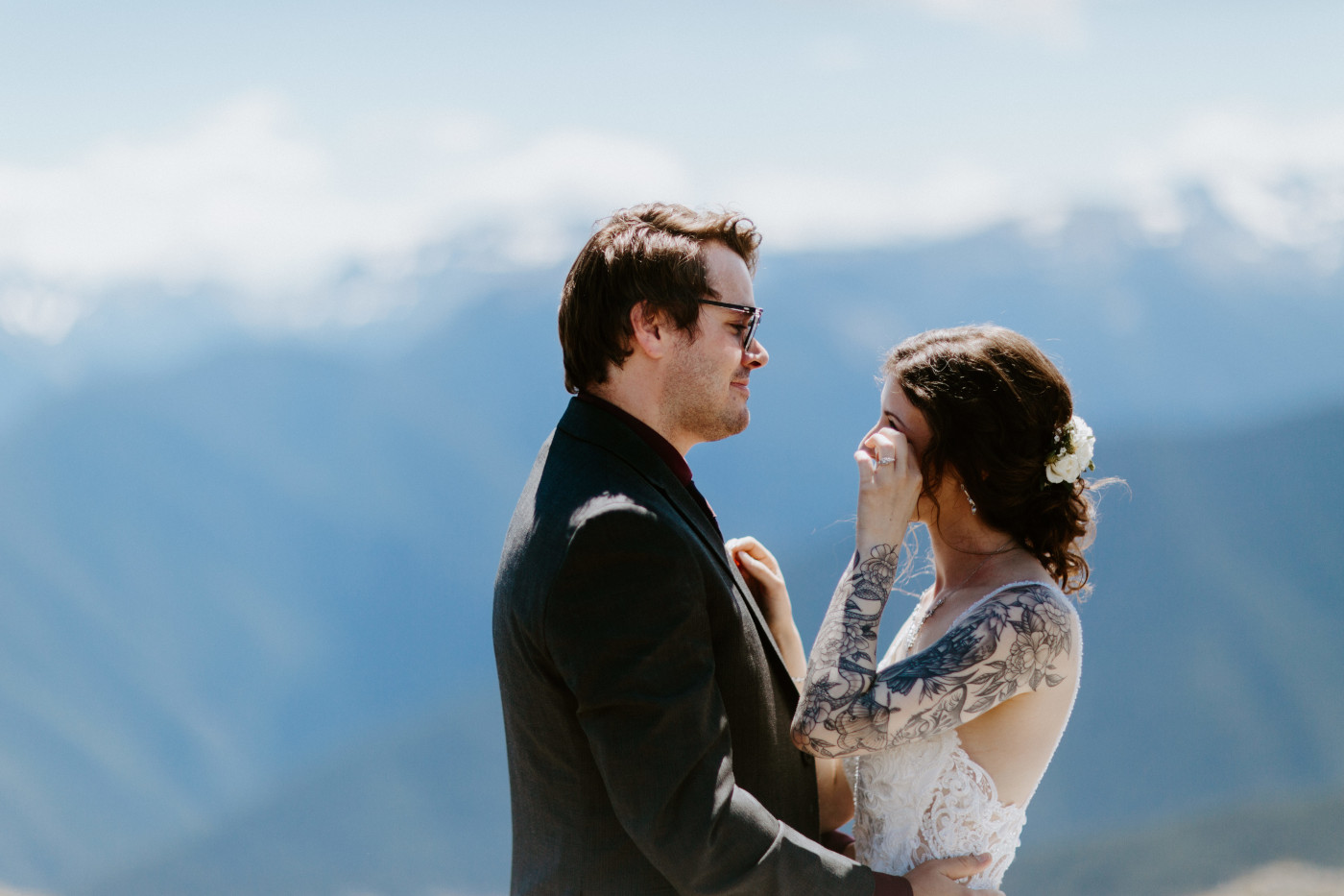 Adrielle wipes her tears at Olympic National Park, Washington.