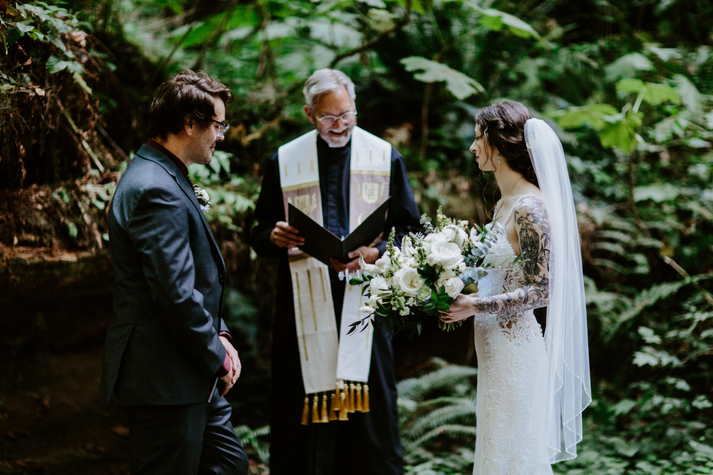 Adrielle and Coty stand together during their elopement at Olympic National Park, Washington.