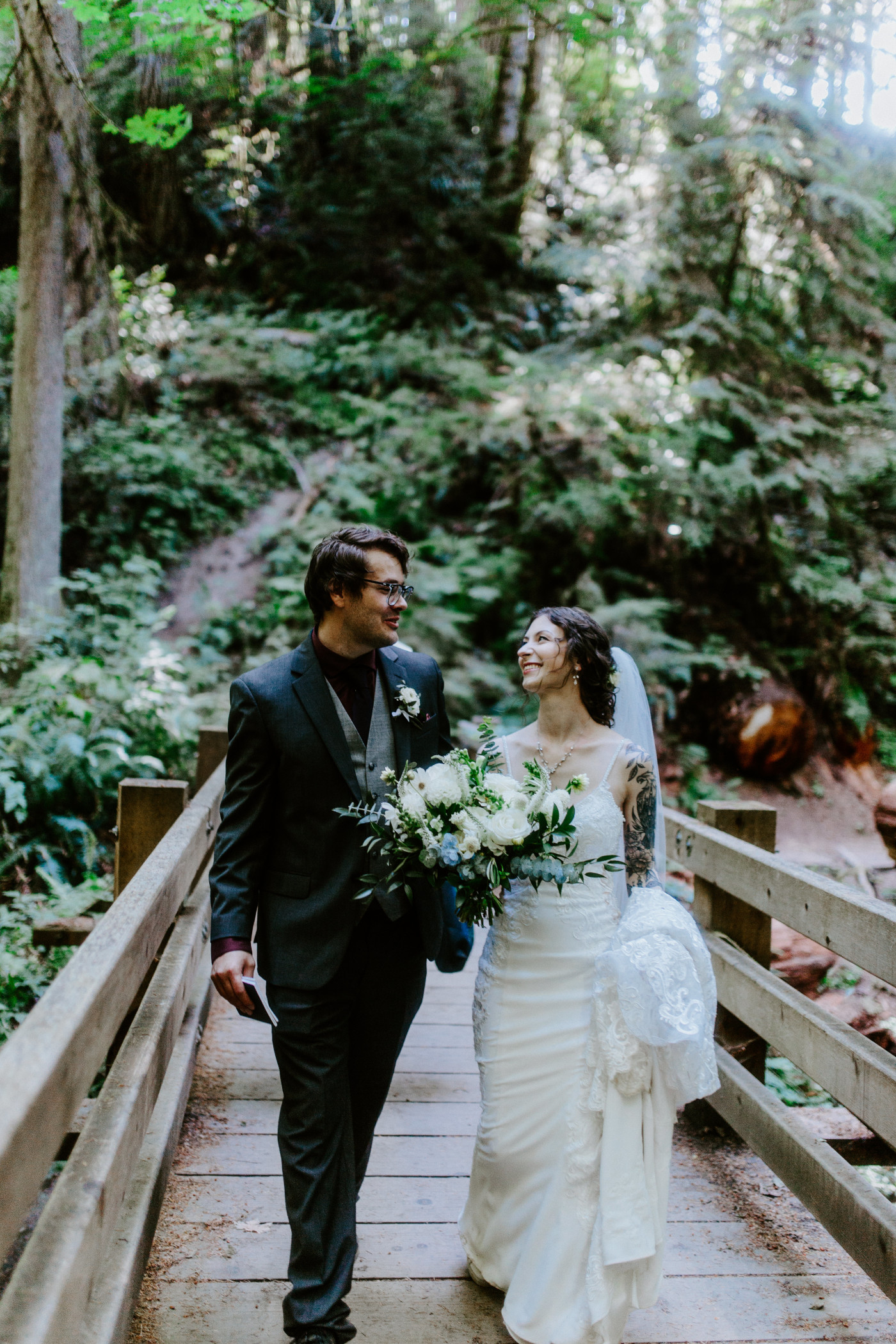 Adrielle and Coty walk together after their elopement at Olympic National Park, Washington.