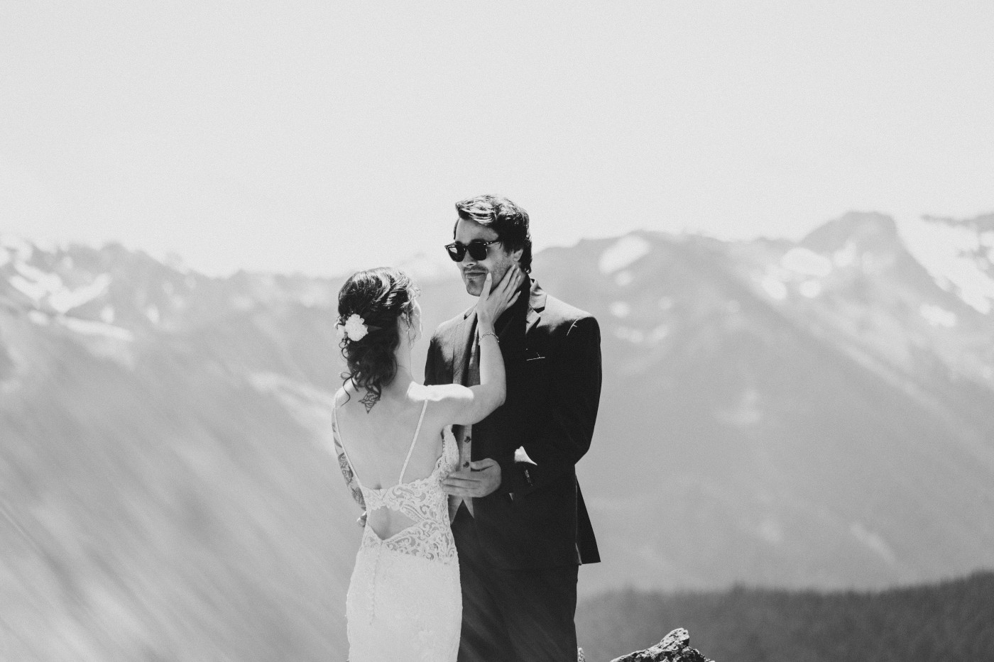 Adrielle touches Coty's face at Olympic National Park, Washington.