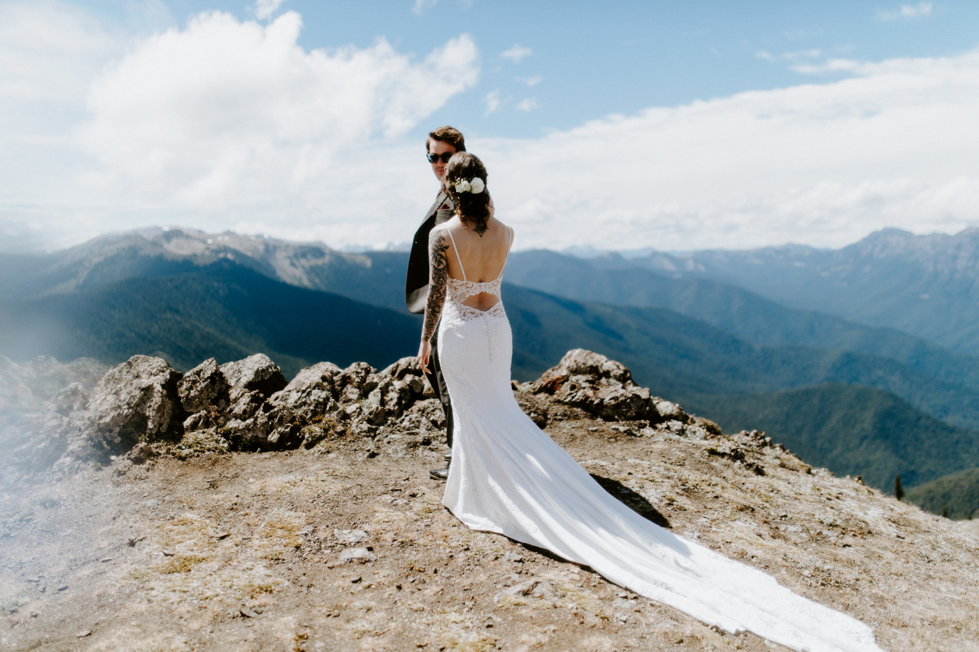 Coty reacts to Adrielle during their first look at Olympic national Park.