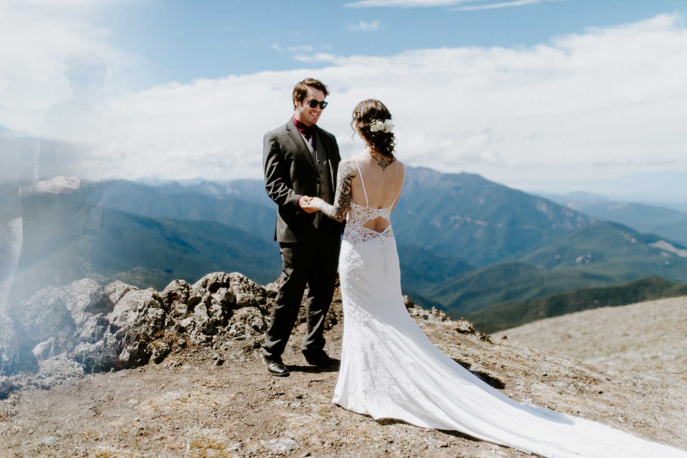 Adrielle and Coty stands together at Olympic National Park, Washington.