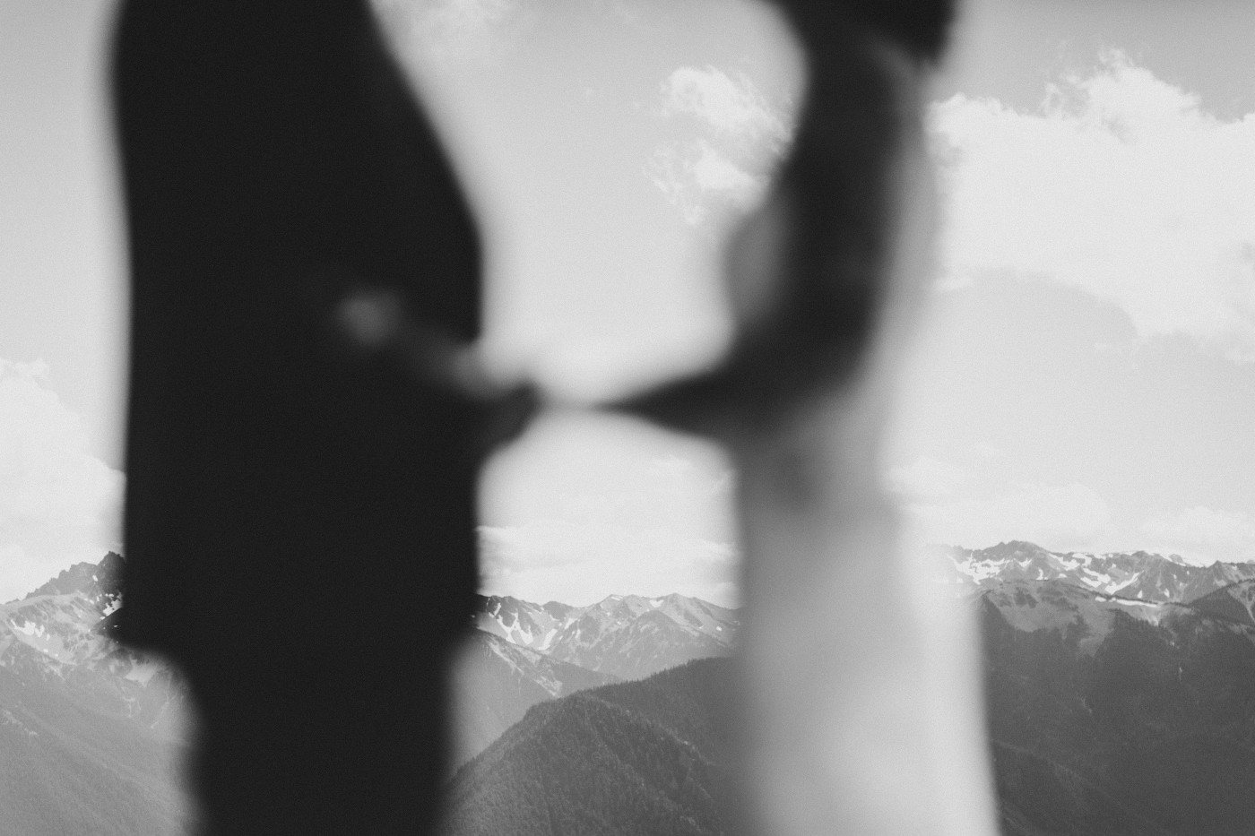 Coty and Adrielle stand together holding hands at Olympic National Park, Washington.