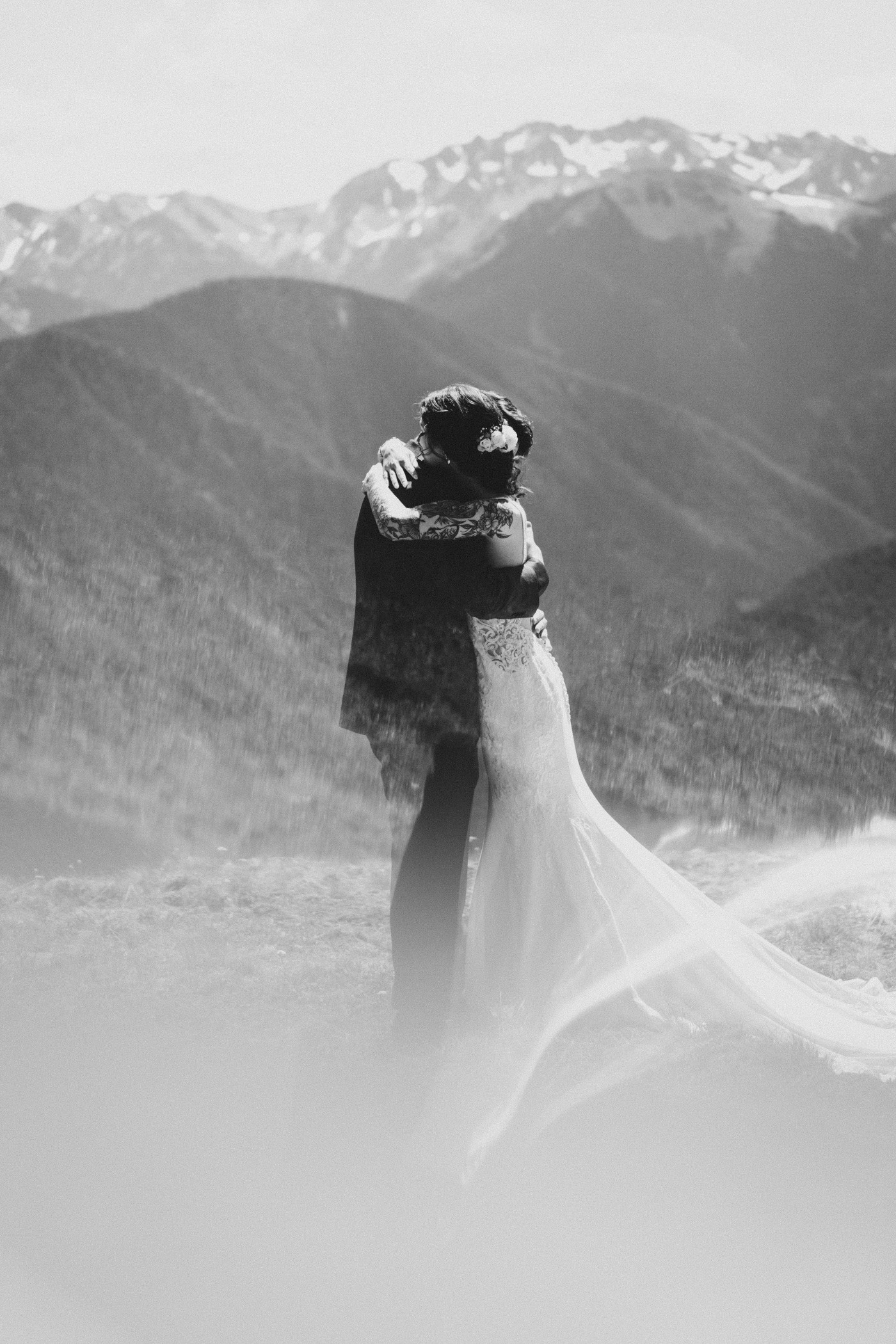 Adrielle and Coty hold each other at Olympic National Park, Washington.