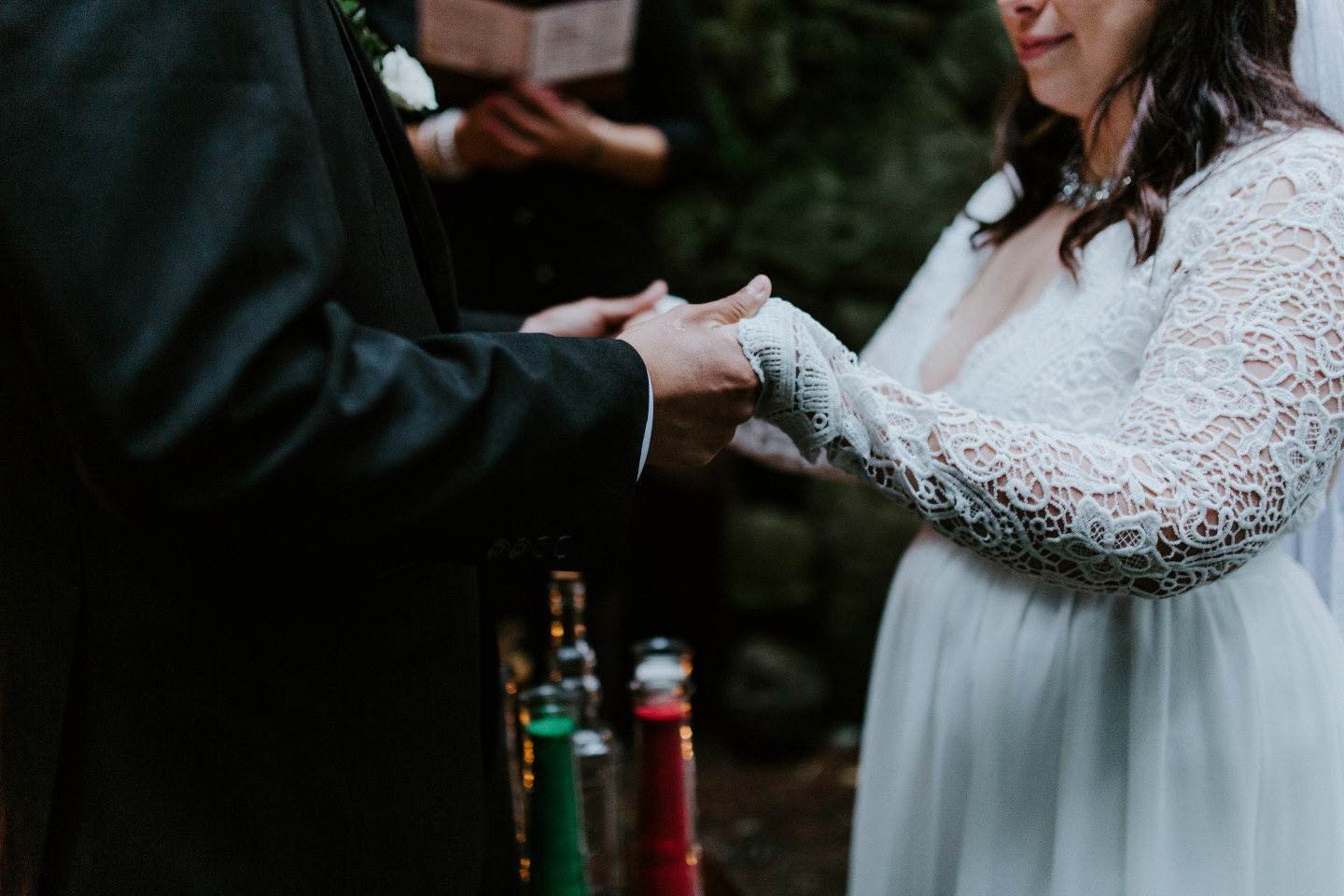 Sarah and Sam hold hands at Skamania House, Washington. Elopement photography in Portland Oregon by Sienna Plus Josh.