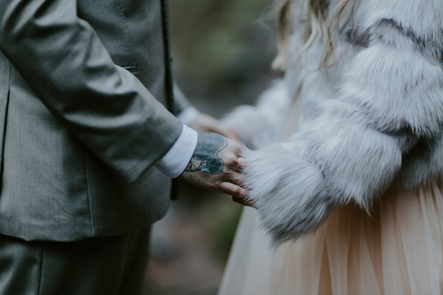 Boris and Tyanna hold hands. Adventure elopement in the Columbia River Gorge by Sienna Plus Josh.