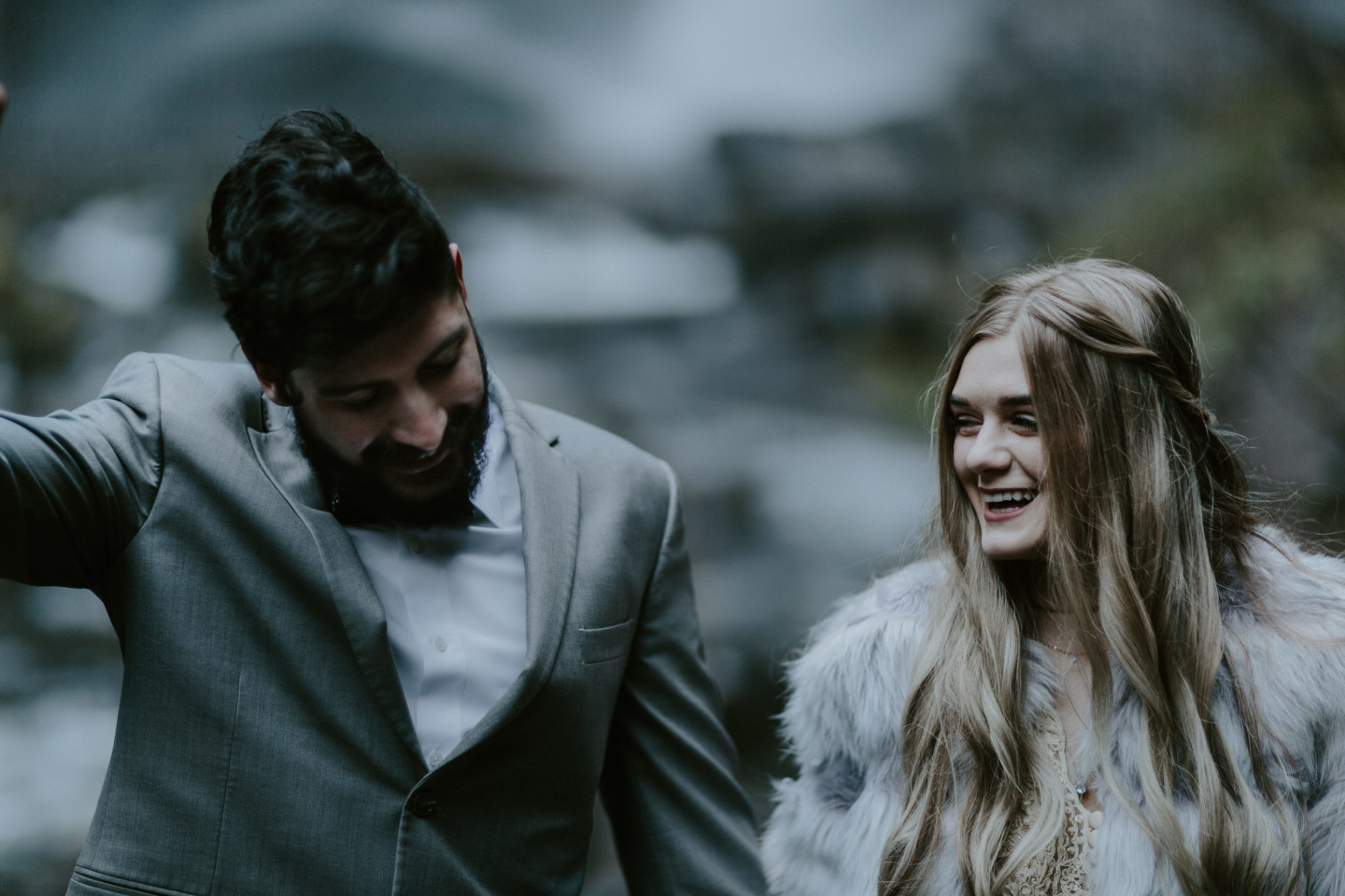 Boris and Tyanna newly married. Adventure elopement in the Columbia River Gorge by Sienna Plus Josh.