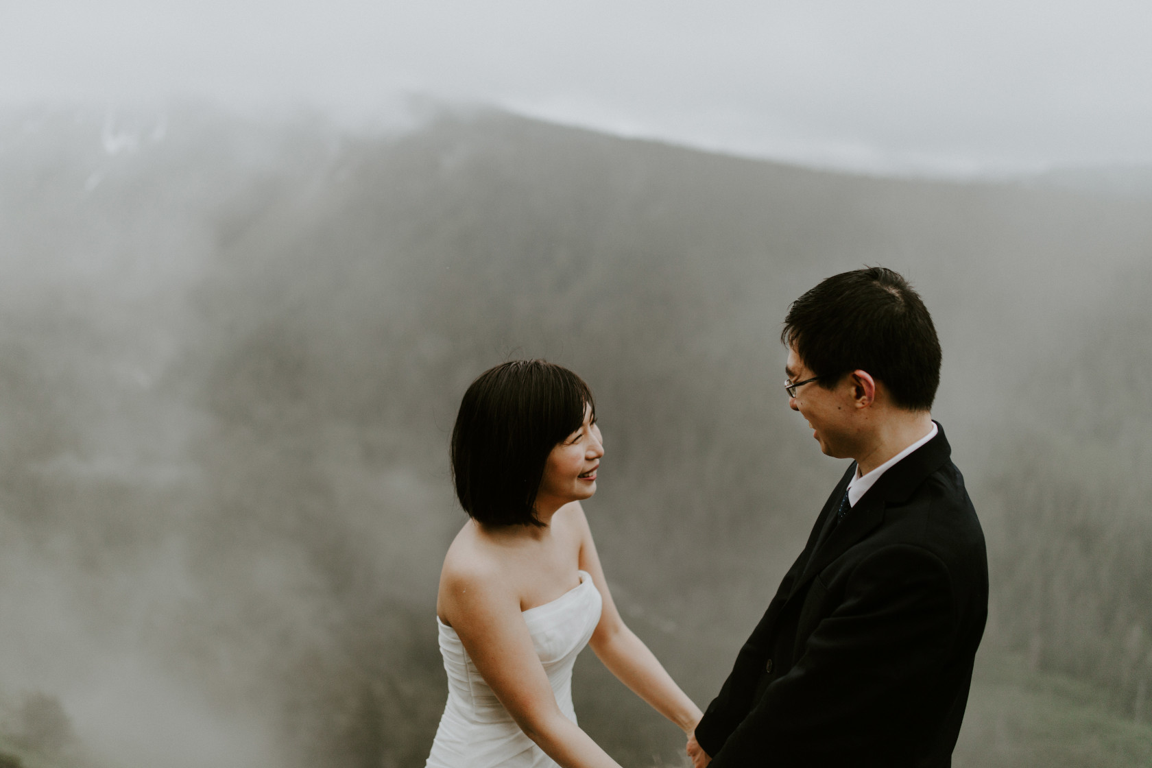 Valerie and Alex admiring one another. Elopement wedding photography at Mount Hood by Sienna Plus Josh.