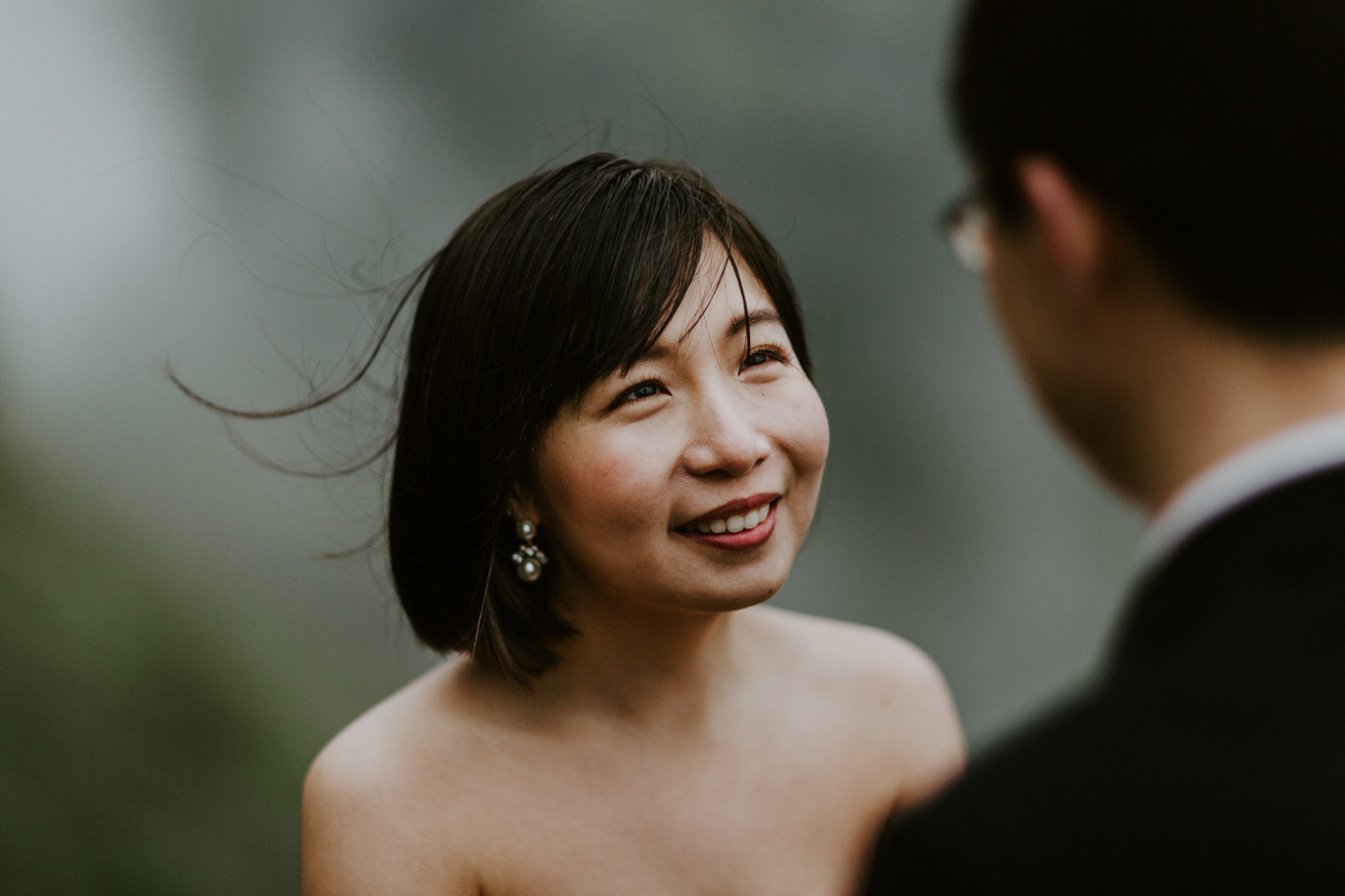 Valerie smiles at Alex at Mount Hood. Elopement wedding photography at Mount Hood by Sienna Plus Josh.